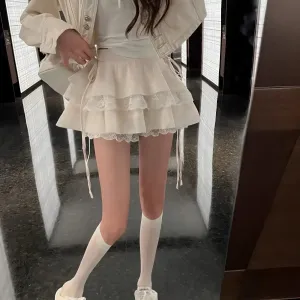 2024 New Kawaii Pleated Mini Skirt for Women Girl Cute Lolita Skirt Japanese Harajuku Fashion Fairycore Clothing
