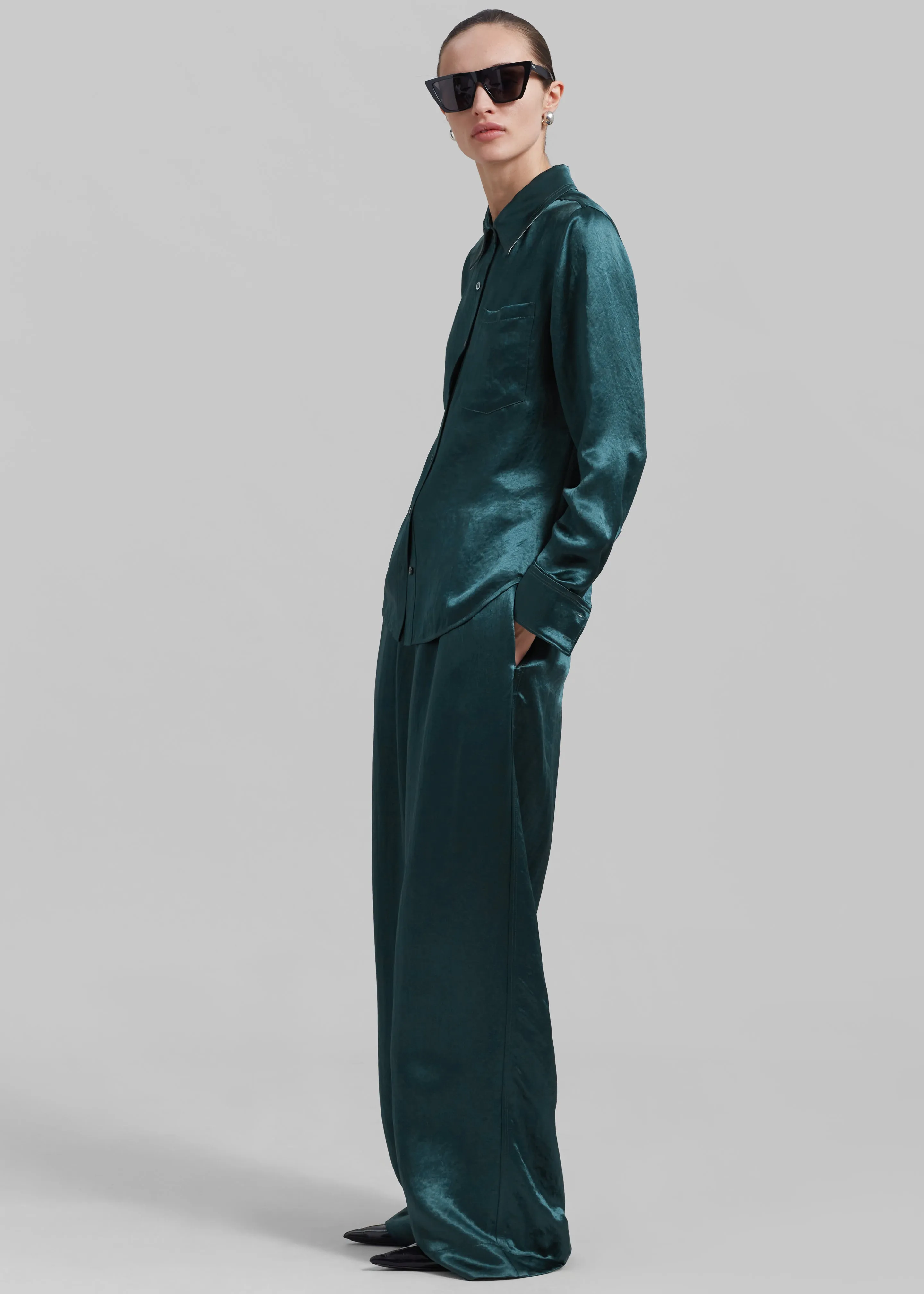 3.1 Phillip Lim Classic Satin Shirt - Deep Ocean