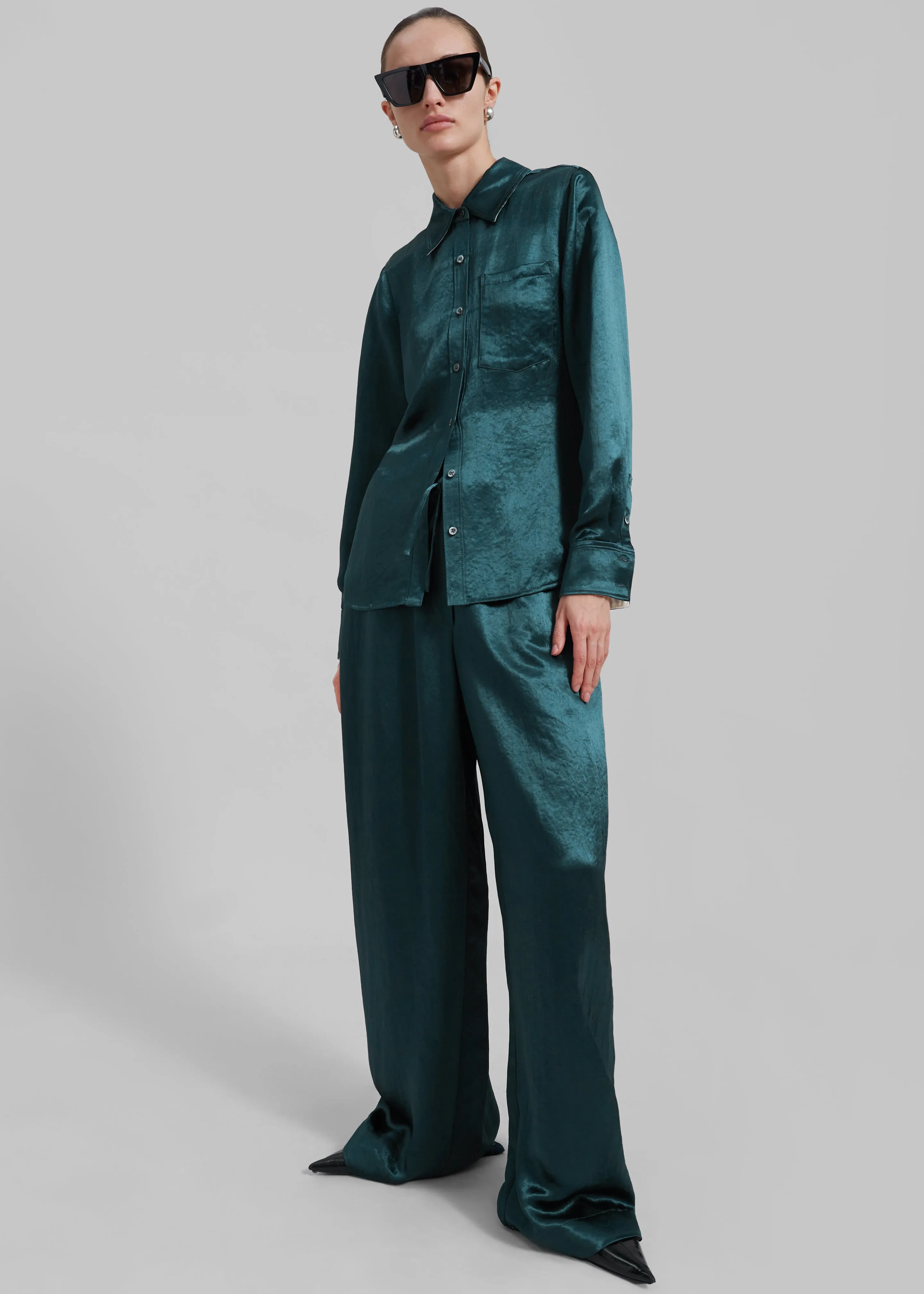 3.1 Phillip Lim Classic Satin Shirt - Deep Ocean