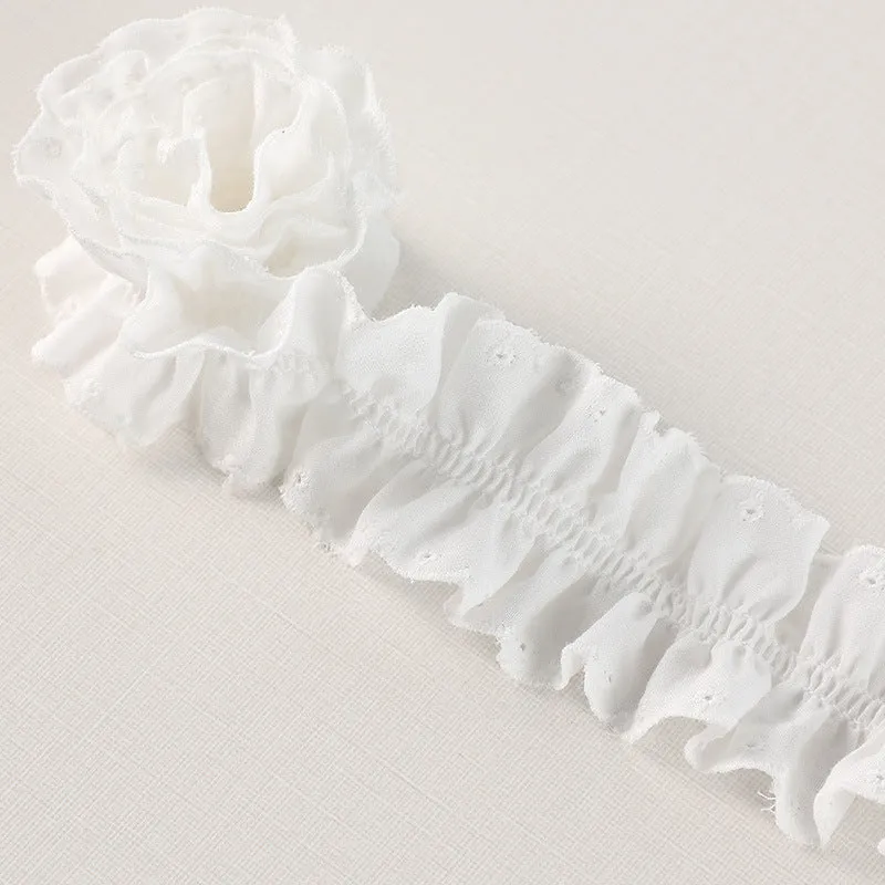 45/50mm 3D Double-Sided Cotton Pleated Lace Trim 5 Yards