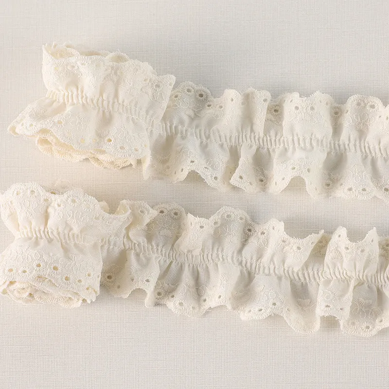 45/50mm 3D Double-Sided Cotton Pleated Lace Trim 5 Yards