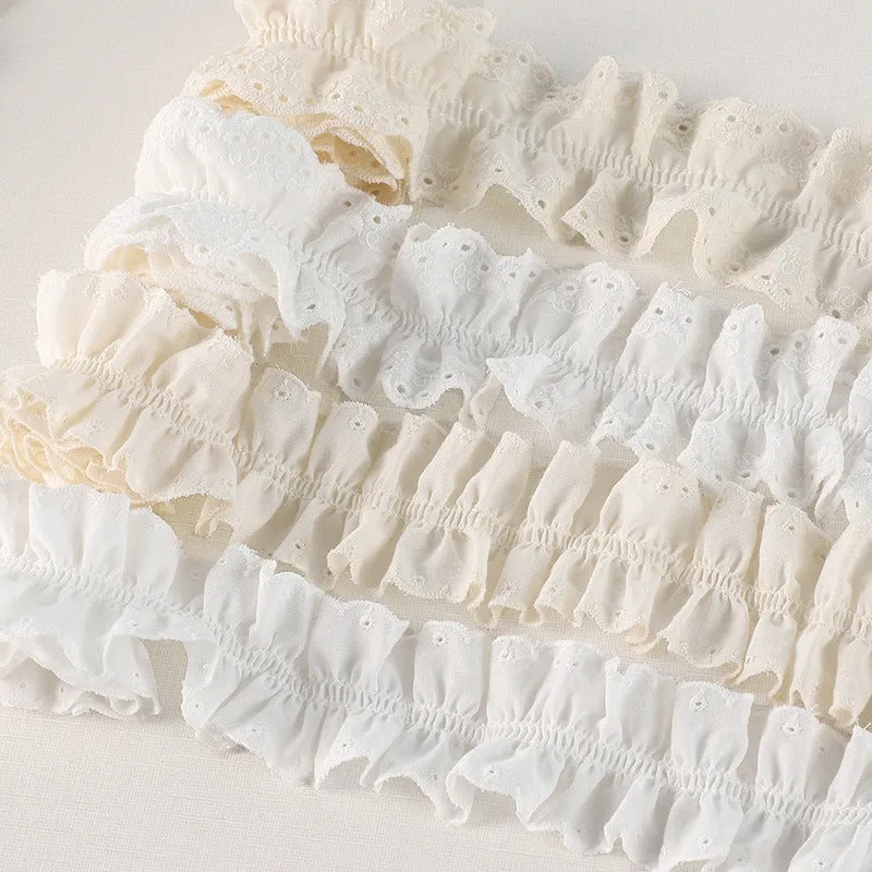 45/50mm 3D Double-Sided Cotton Pleated Lace Trim 5 Yards