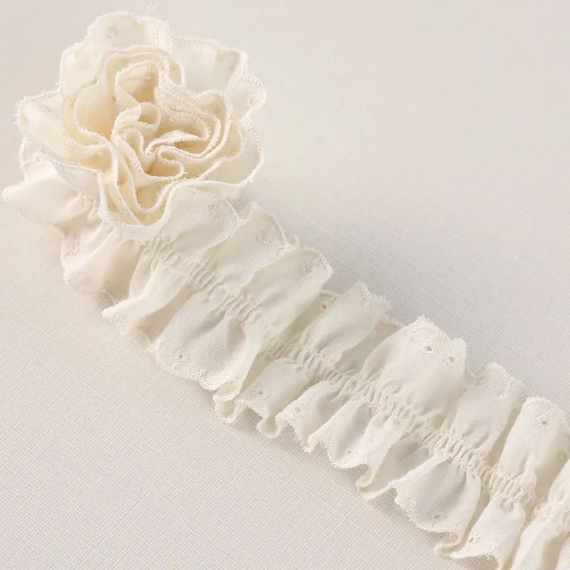 45/50mm 3D Double-Sided Cotton Pleated Lace Trim 5 Yards