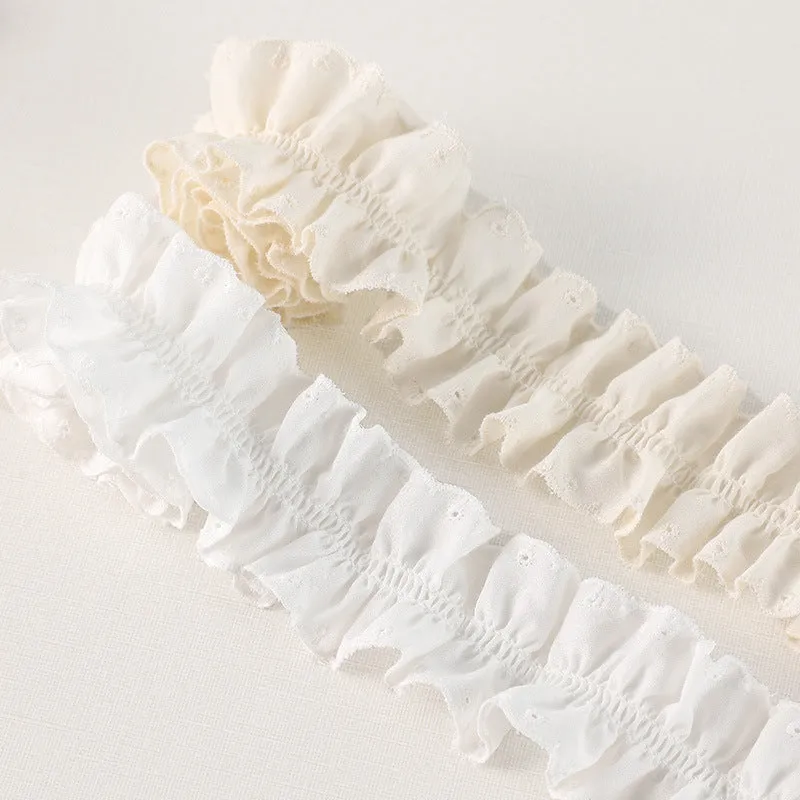 45/50mm 3D Double-Sided Cotton Pleated Lace Trim 5 Yards