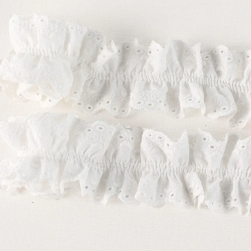 45/50mm 3D Double-Sided Cotton Pleated Lace Trim 5 Yards
