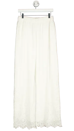 Abercrombie & Fitch White Linen-blend Pull-on Pant UK M