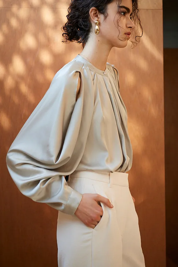 Alia Satin Blouse <br>-Mint-