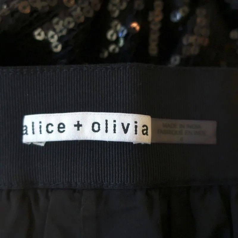 Alice   Olivia Racquel Sequin Wide Leg Pants Black Size 4