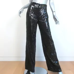 Alice   Olivia Racquel Sequin Wide Leg Pants Black Size 4