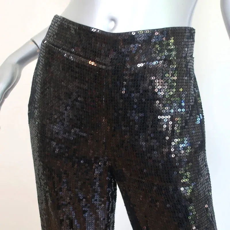Alice   Olivia Racquel Sequin Wide Leg Pants Black Size 4