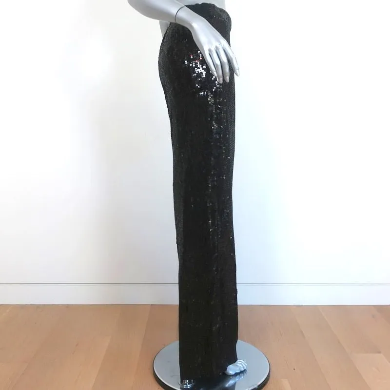 Alice   Olivia Racquel Sequin Wide Leg Pants Black Size 4