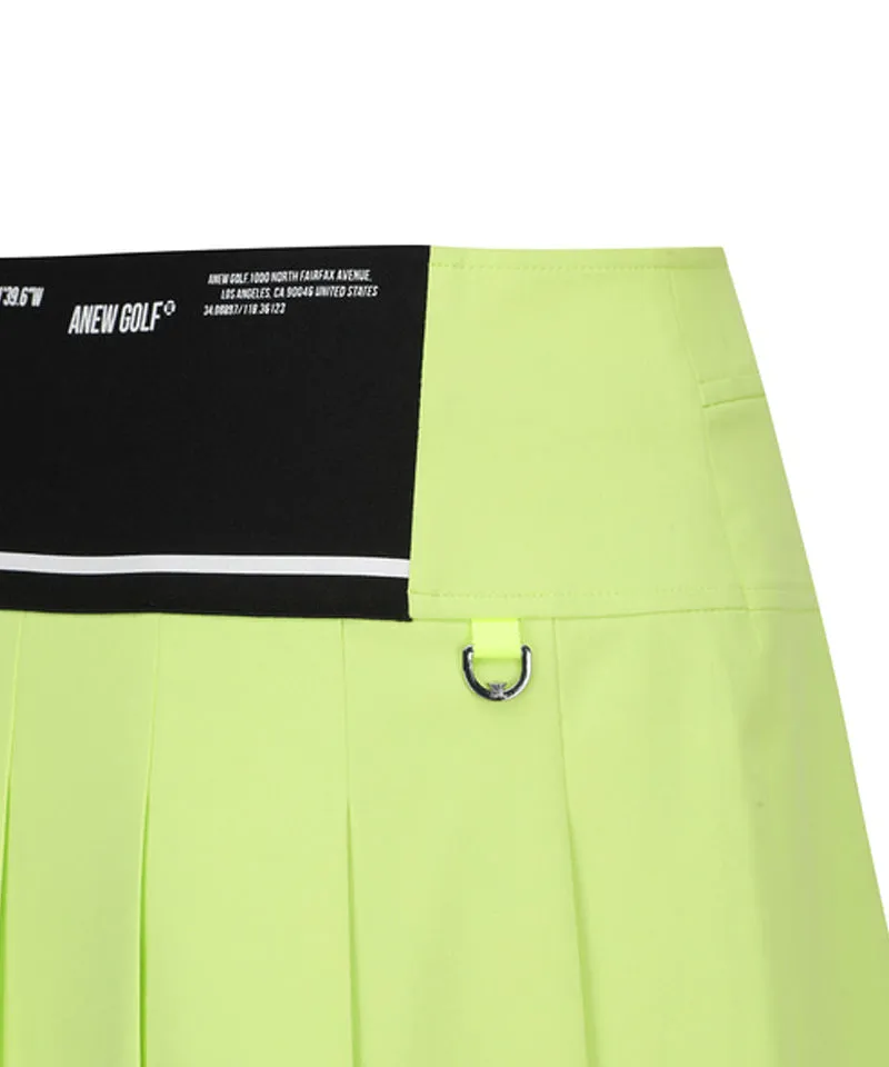 ANEW Women's Logo Band Point Pleats Skirt - Lime