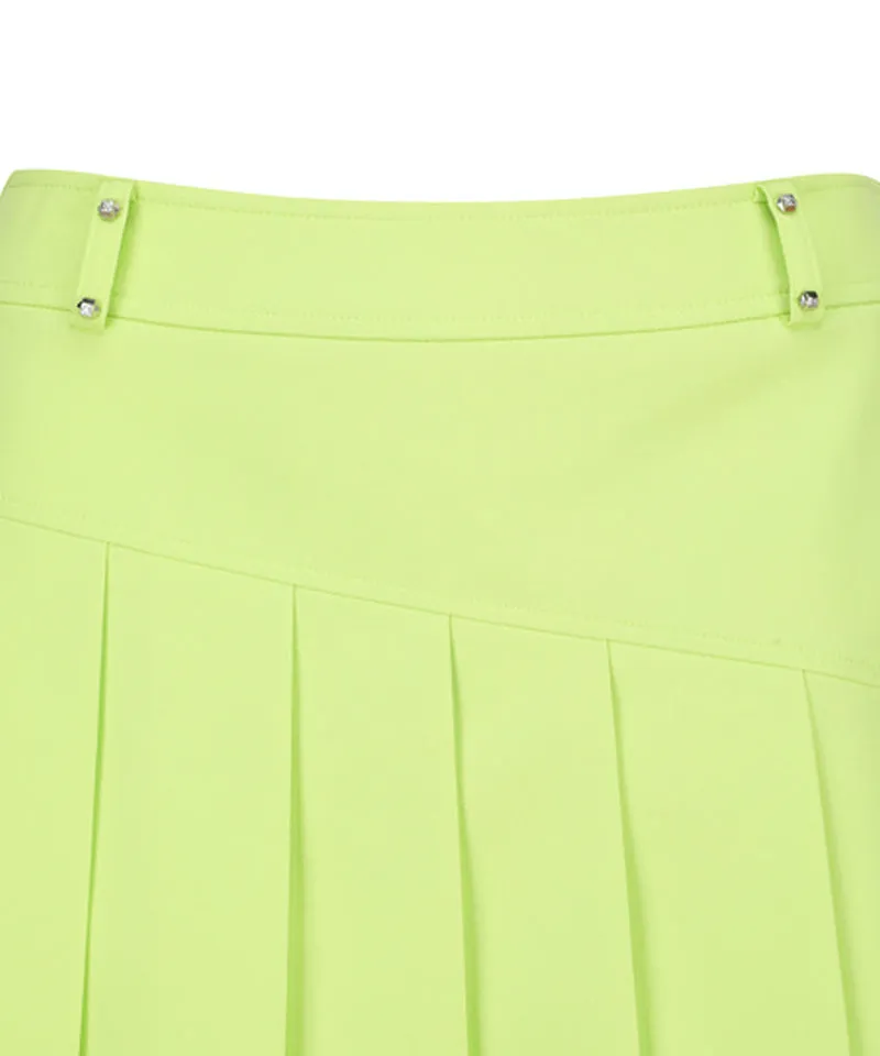 ANEW Women's Logo Band Point Pleats Skirt - Lime