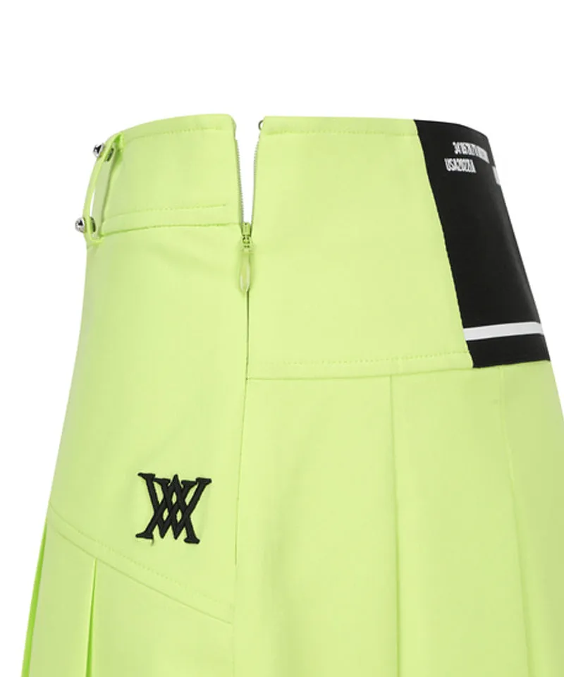 ANEW Women's Logo Band Point Pleats Skirt - Lime