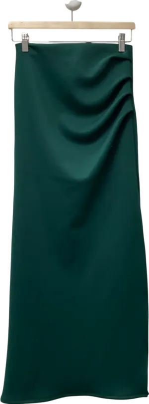 ASOS Pleated Side Scuba Column Maxi Skirt With Side Split In Bottle Green UK S/M