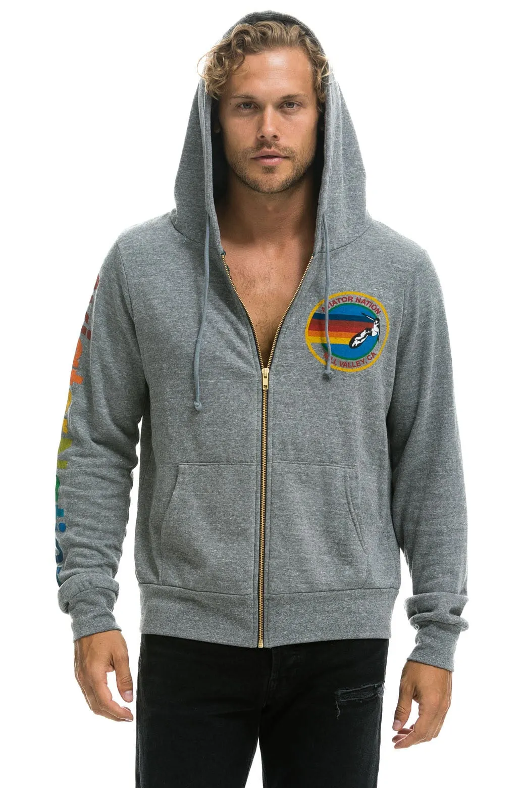 AVIATOR NATION MILL VALLEY HEATHER GREY HOODIE - HEATHER GREY