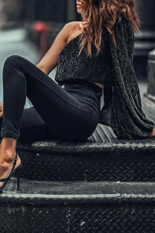 Backless Bow One Shoulder Blouse