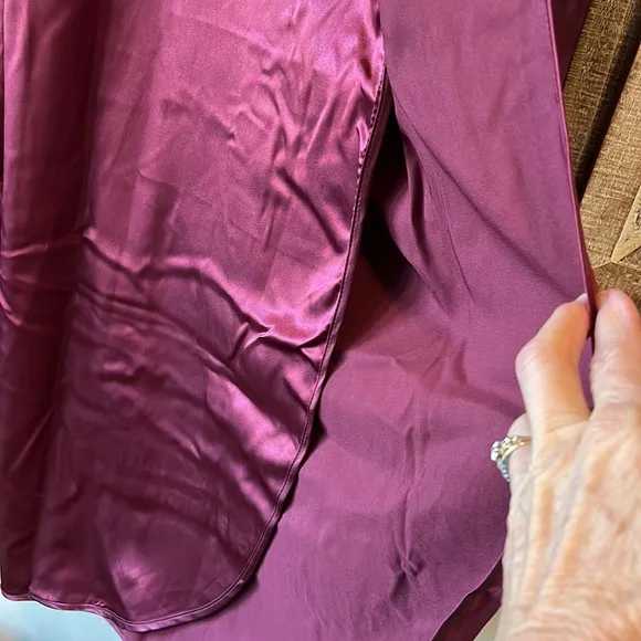 BB Dakota Pajamas Satin Silky Lounge Set Womens Elastic Wide Leg Pants Medium