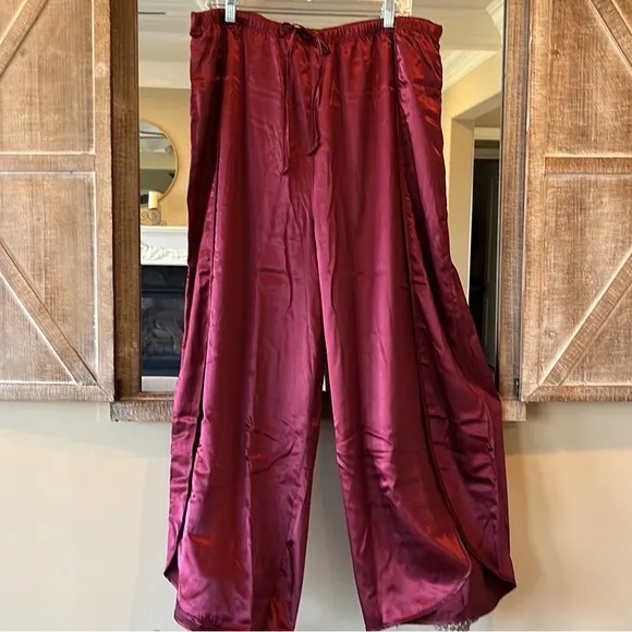 BB Dakota Pajamas Satin Silky Lounge Set Womens Elastic Wide Leg Pants Medium