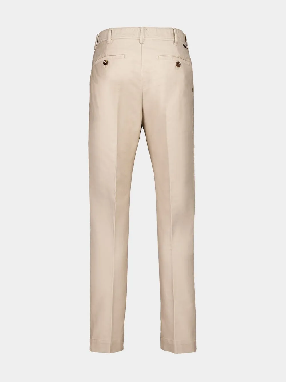 Beige Cotton Satin Chino Trousers