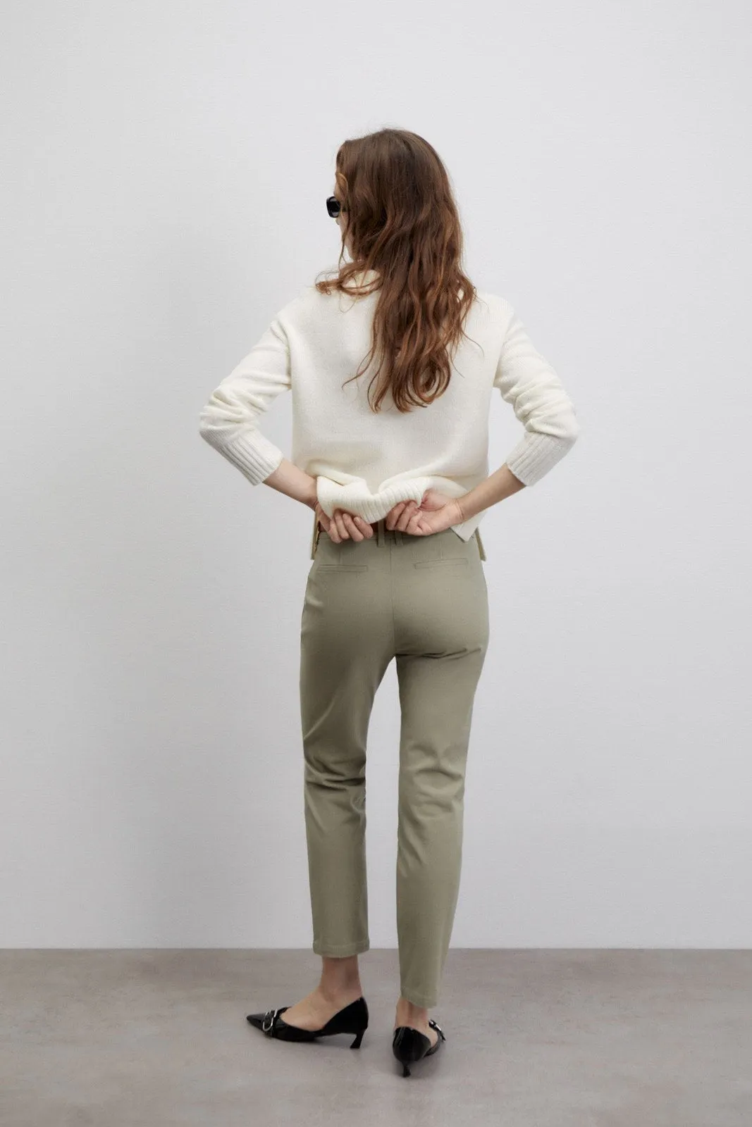 Belted chino trousers - Khaki