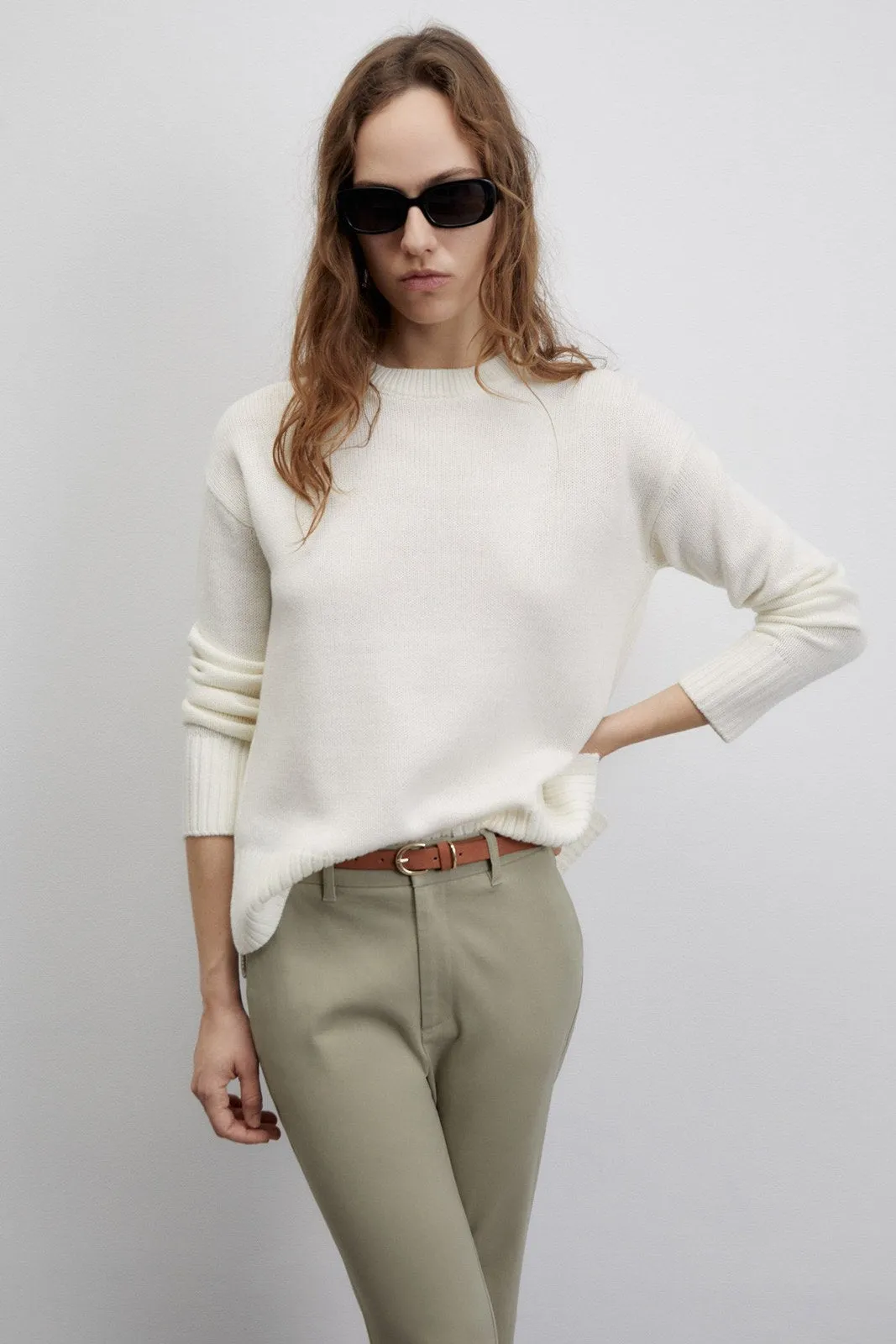 Belted chino trousers - Khaki