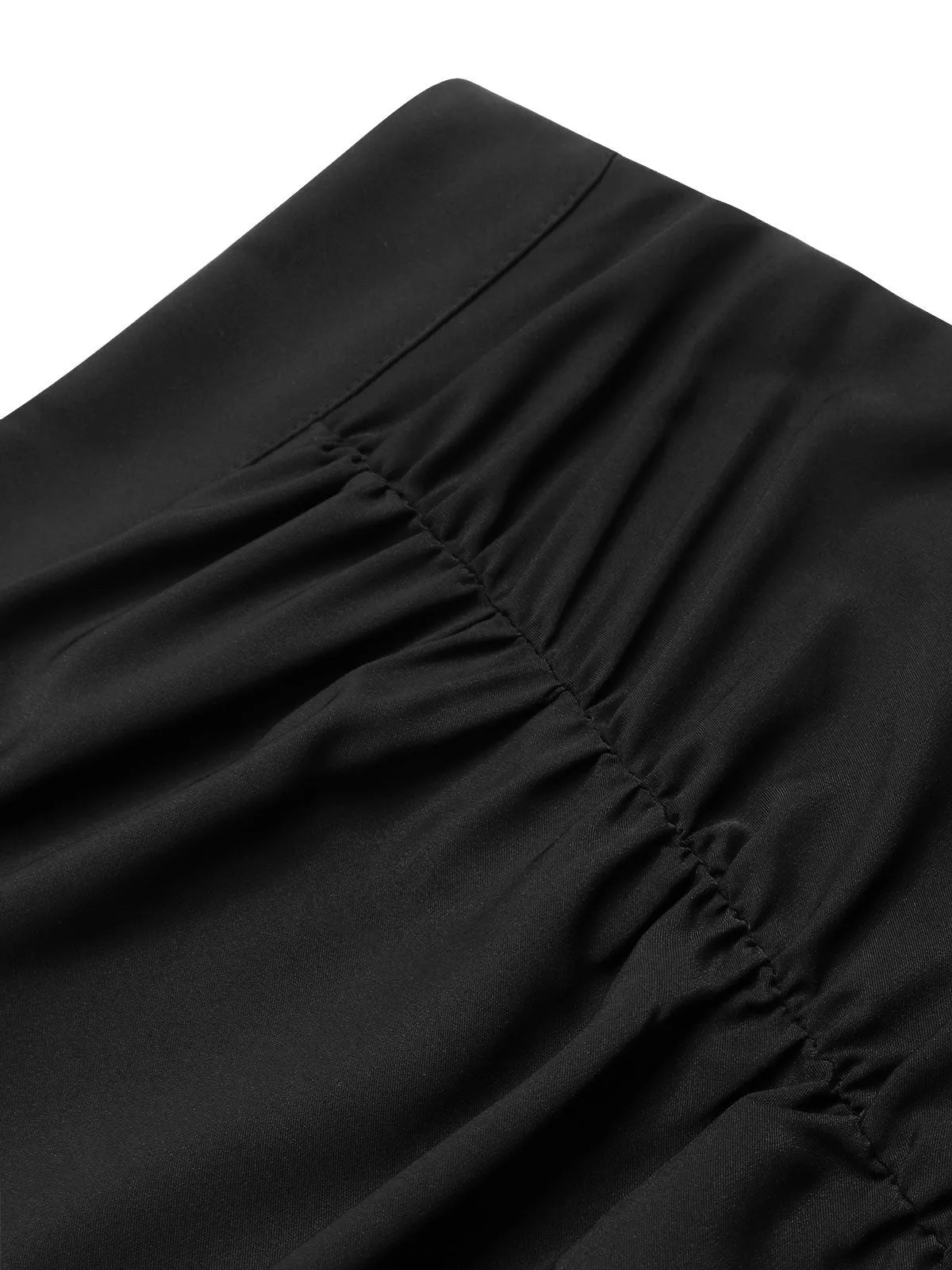Black 1930s Asymmetric Pleated Fishtail Skirt