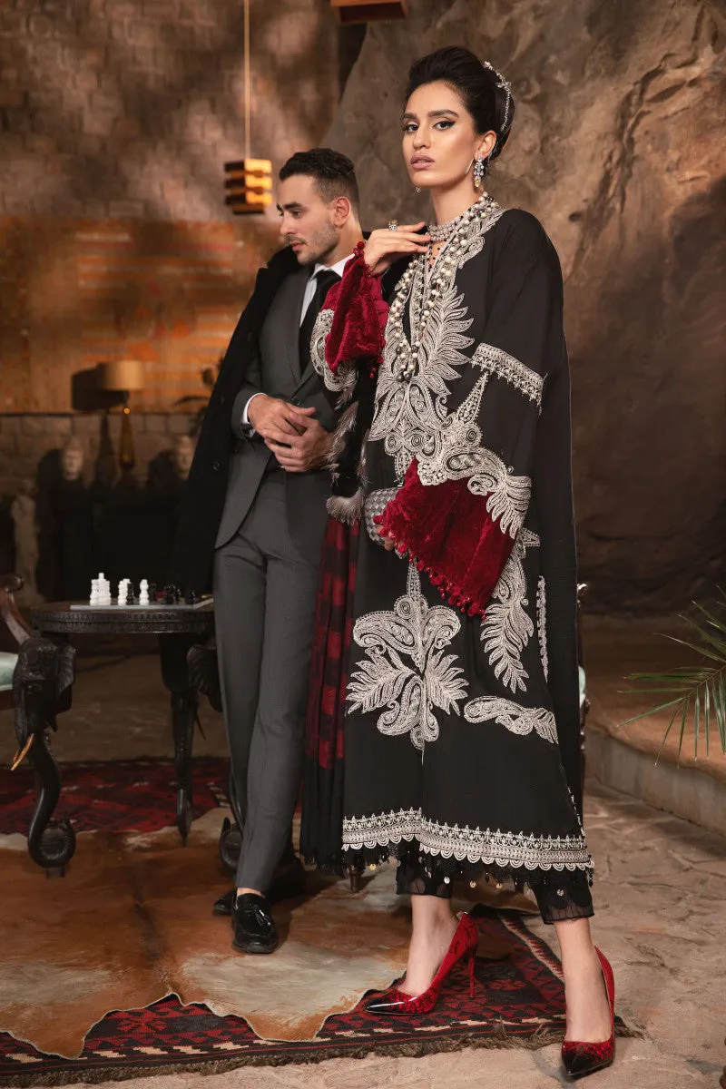Black and Maroon Embroidered Pakistani Salwar Kameez with Dupatta