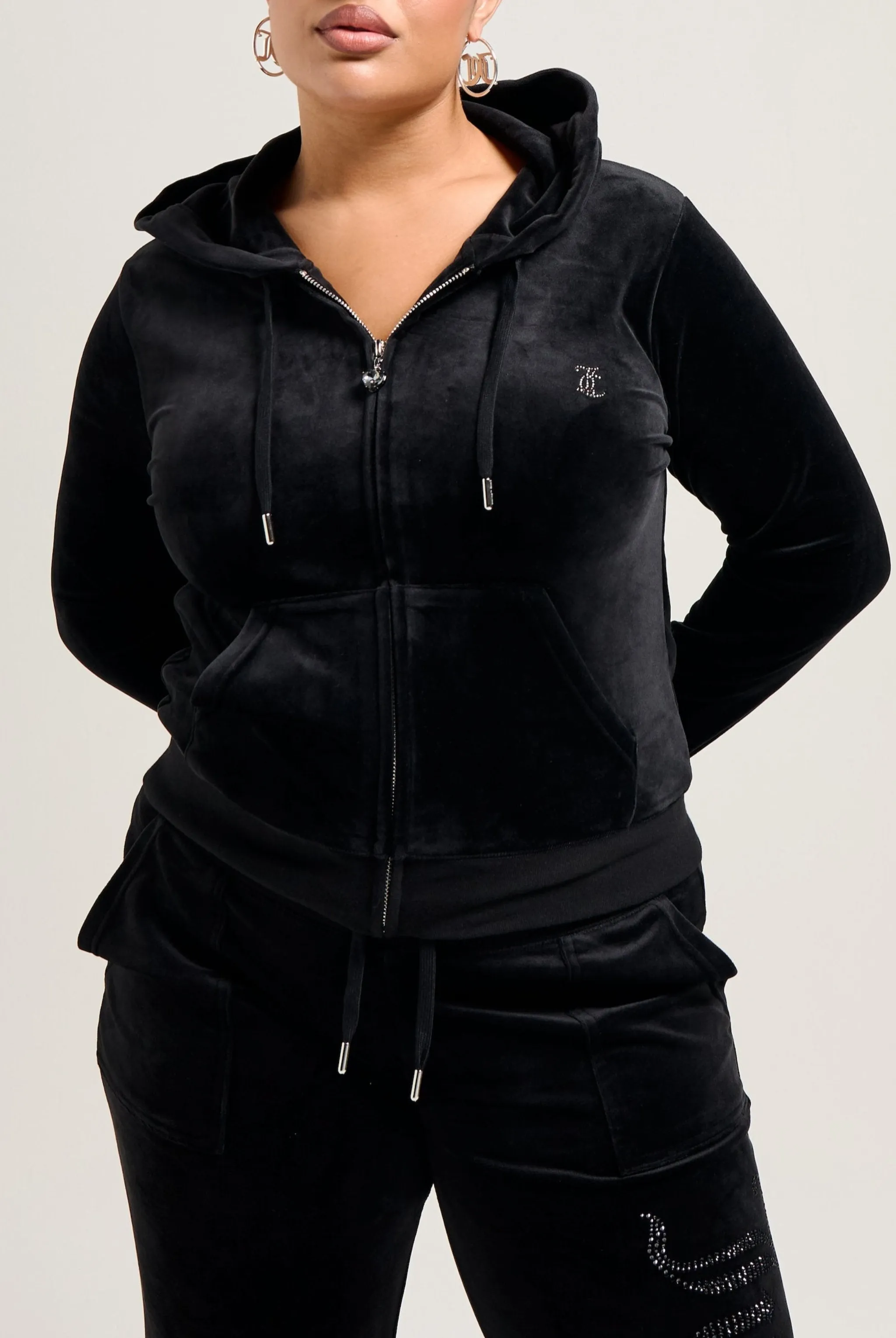BLACK JEWELLED CLASSIC VELOUR ROBERTSON HOODIE