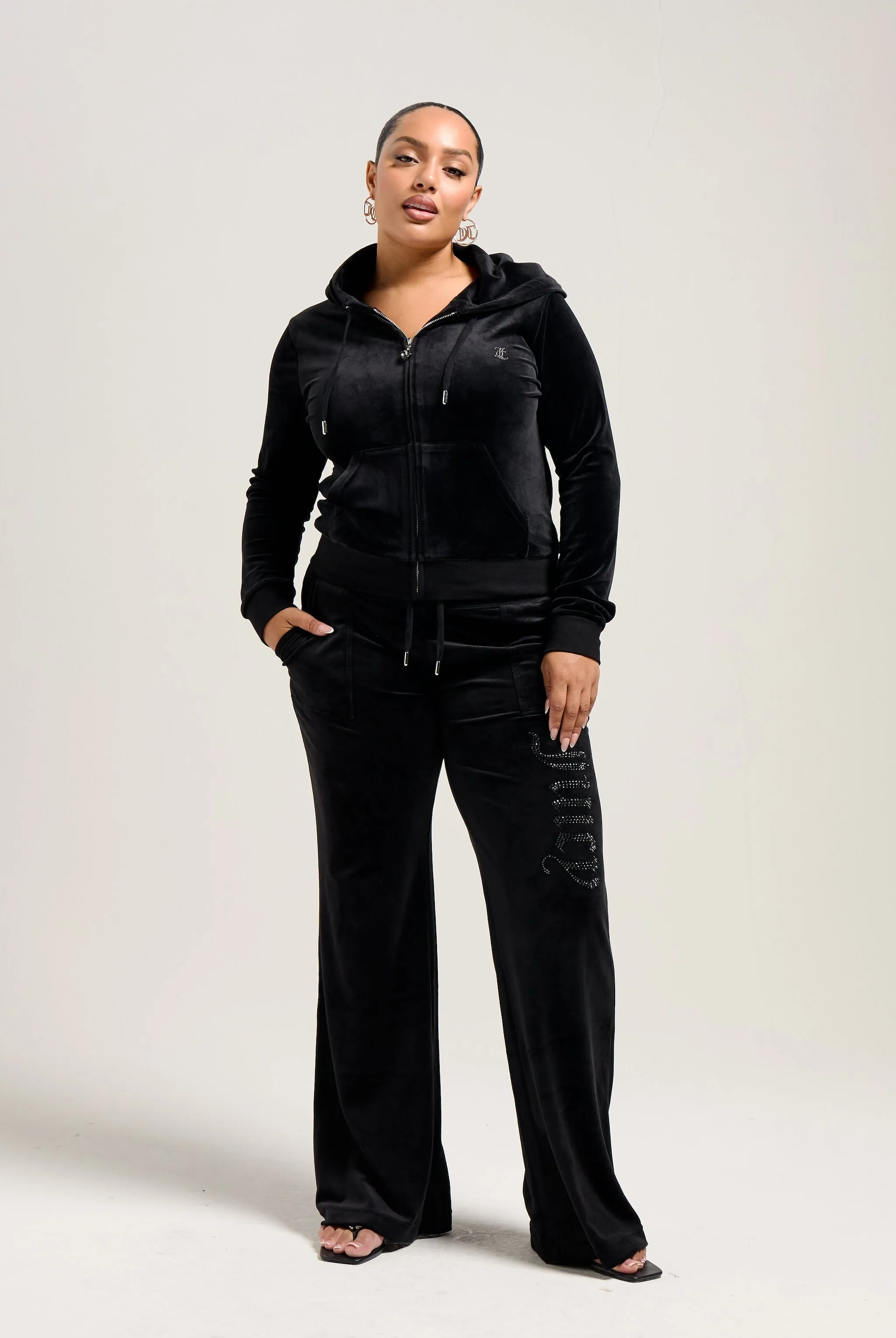 BLACK JEWELLED CLASSIC VELOUR ROBERTSON HOODIE
