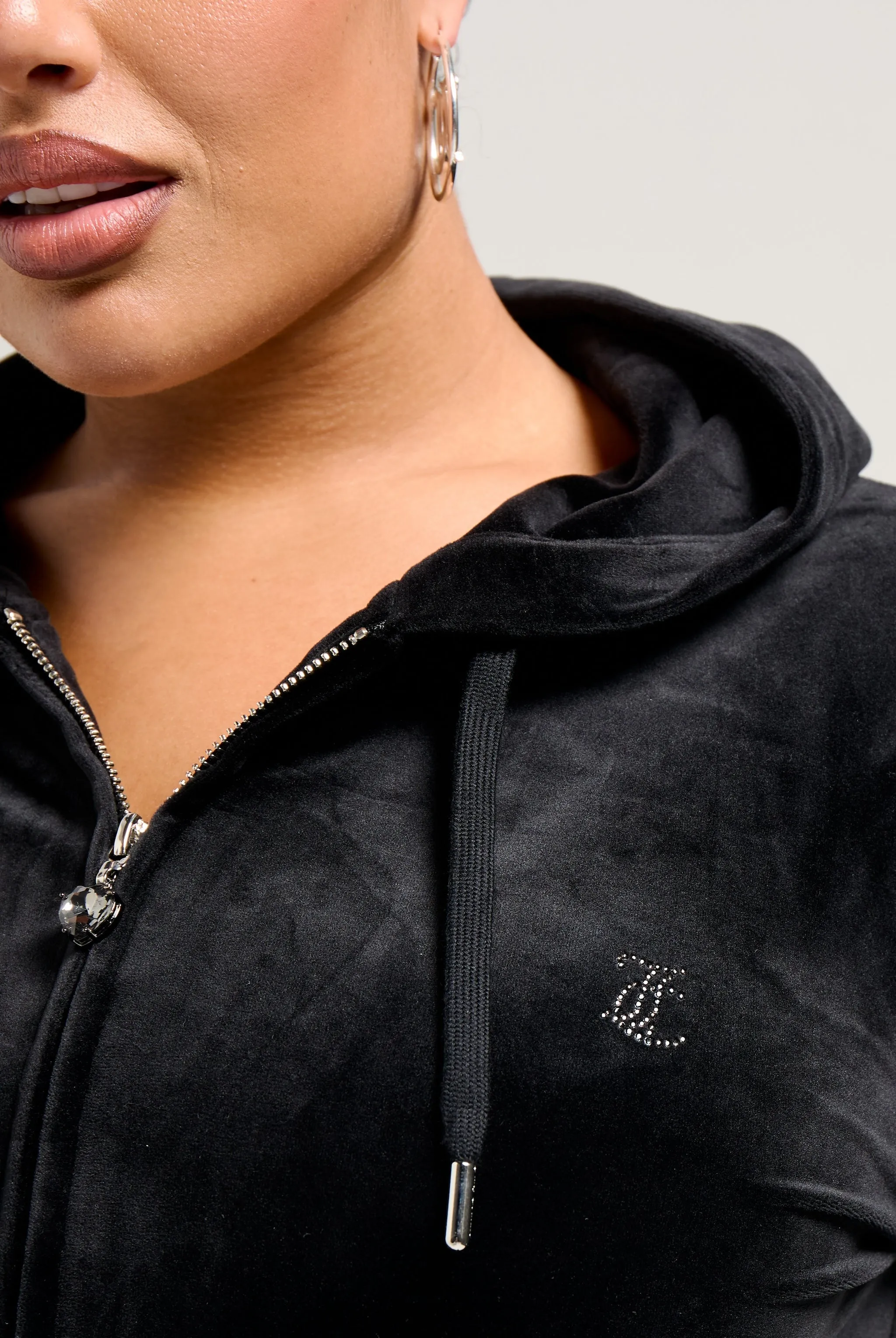 BLACK JEWELLED CLASSIC VELOUR ROBERTSON HOODIE