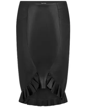Black Leather Guanteria Asymmetric Skirt