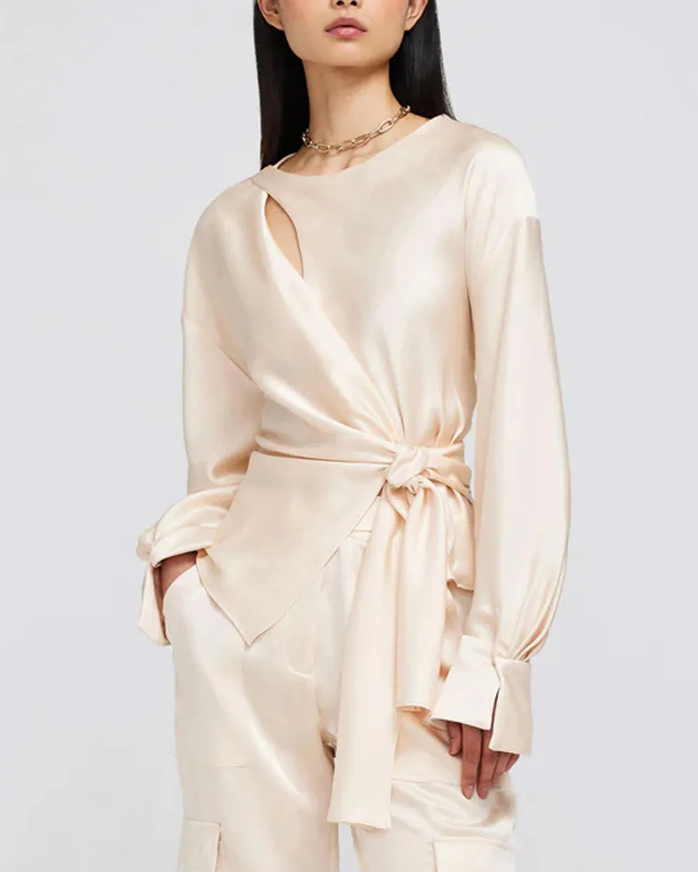 Blush Rafaella Front Tie Top