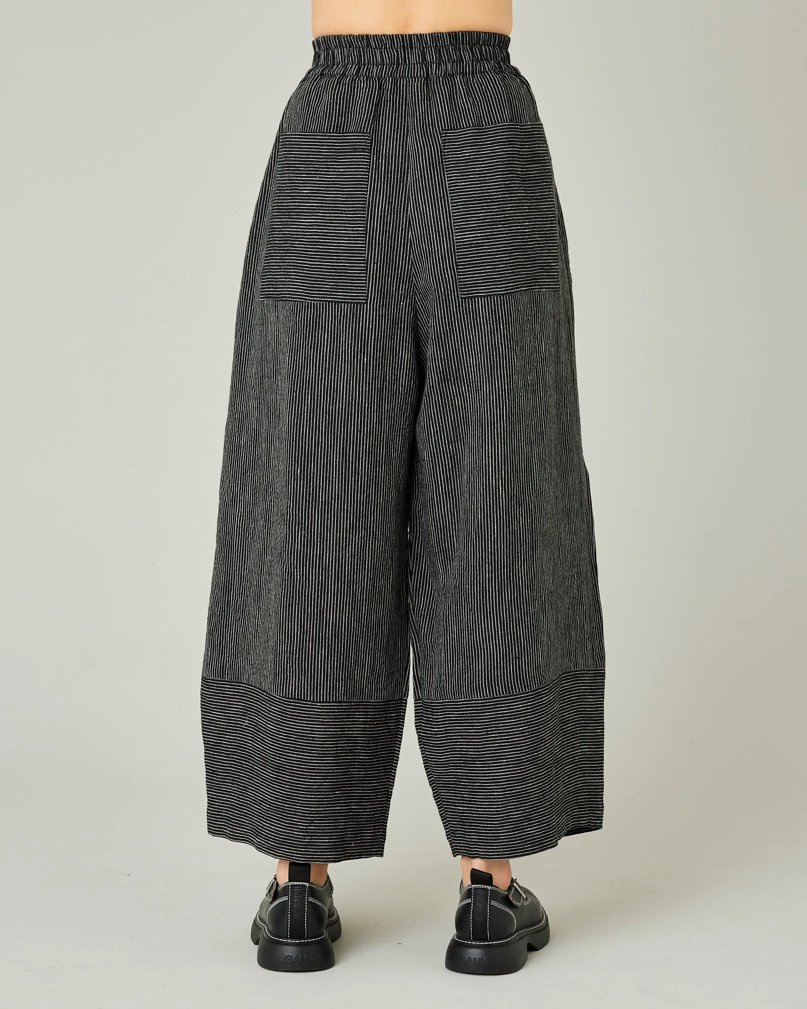 Bobbi Black & Ecru Pencil Stripe Linen Trousers