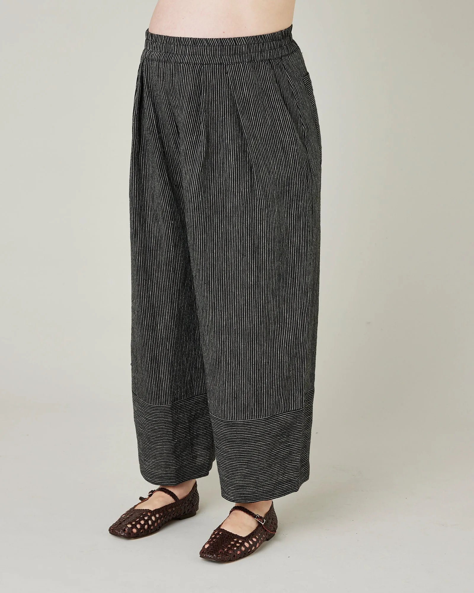 Bobbi Black & Ecru Pencil Stripe Linen Trousers