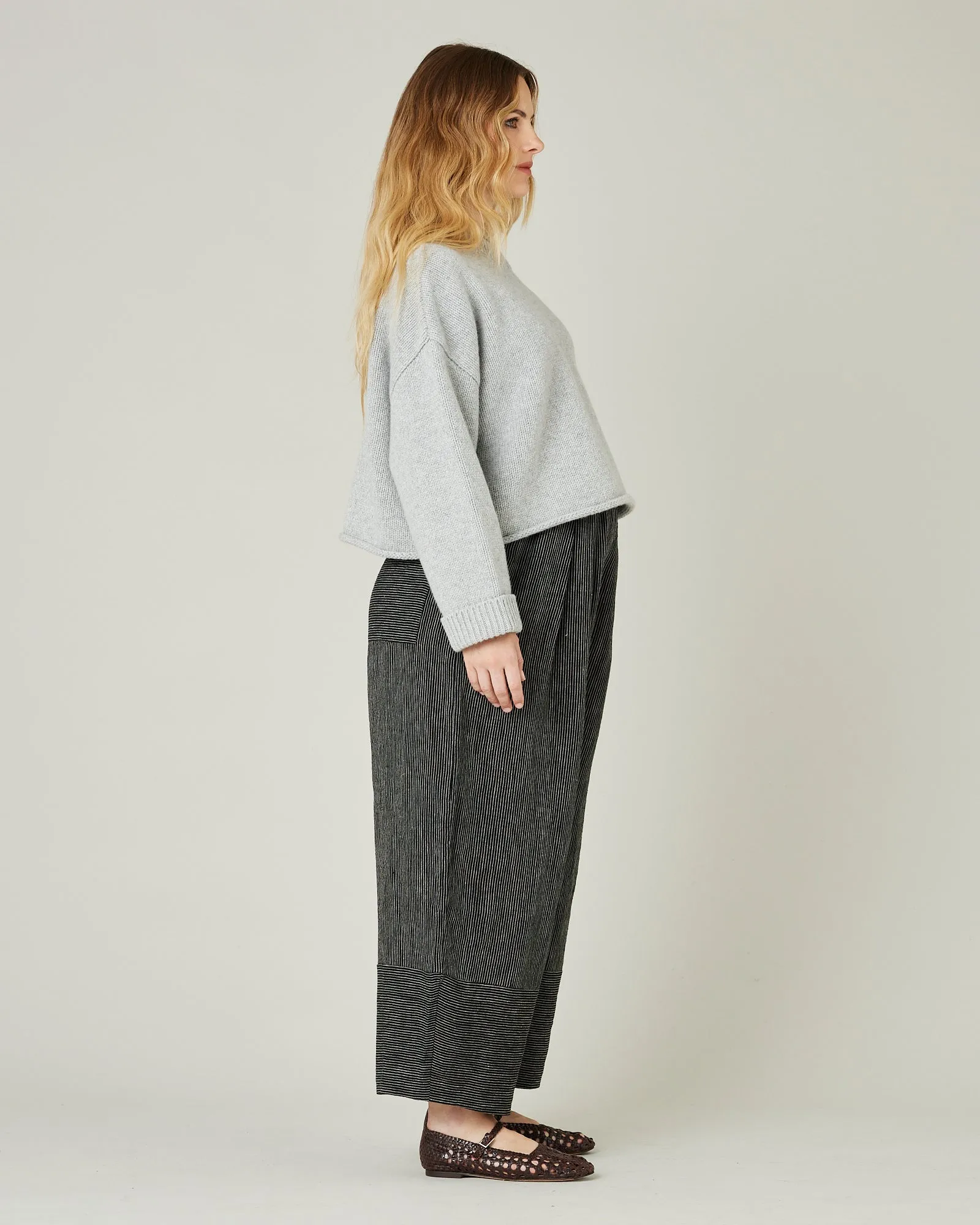 Bobbi Black & Ecru Pencil Stripe Linen Trousers