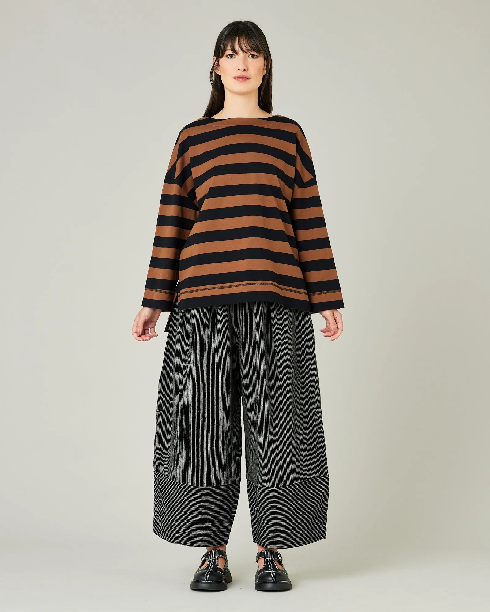 Bobbi Black & Ecru Pencil Stripe Linen Trousers