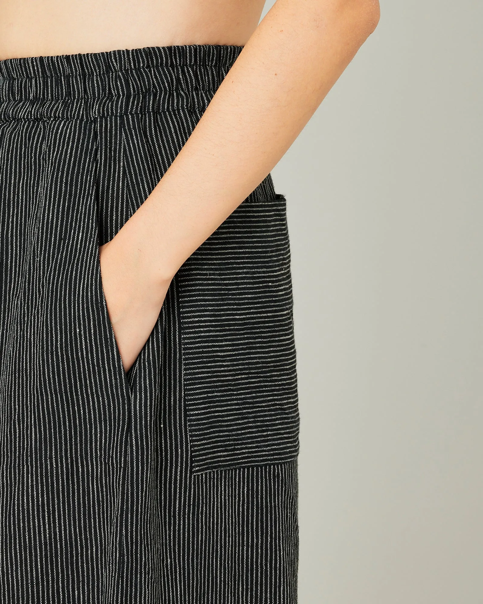 Bobbi Black & Ecru Pencil Stripe Linen Trousers