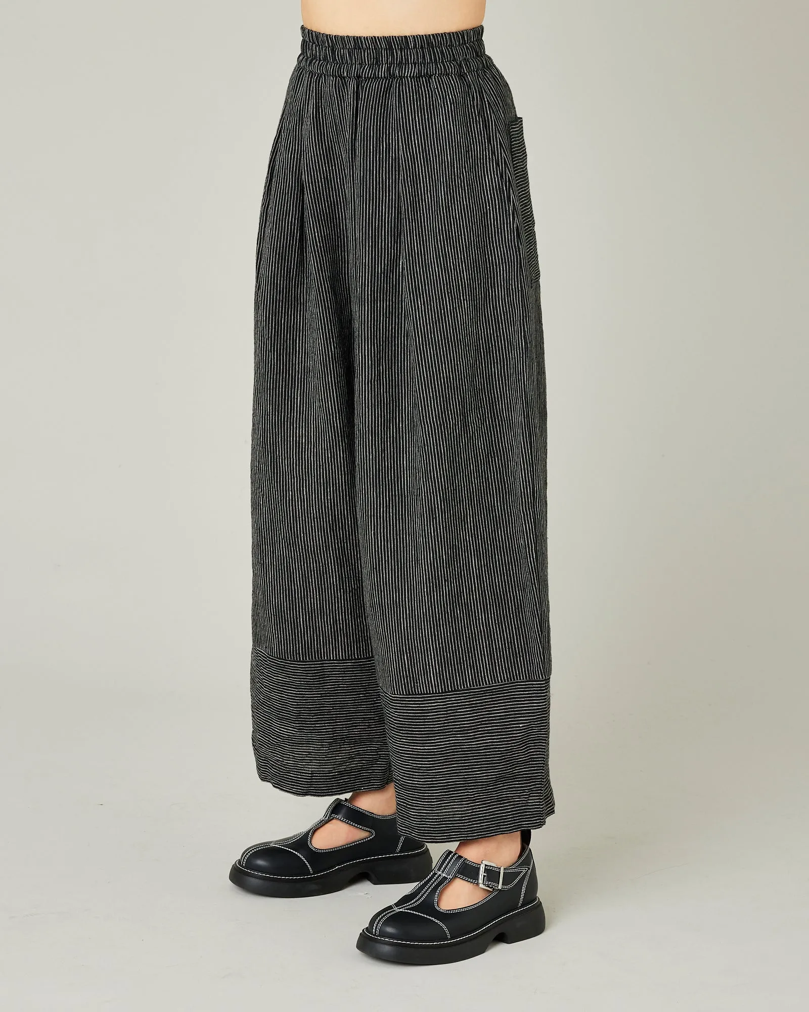 Bobbi Black & Ecru Pencil Stripe Linen Trousers