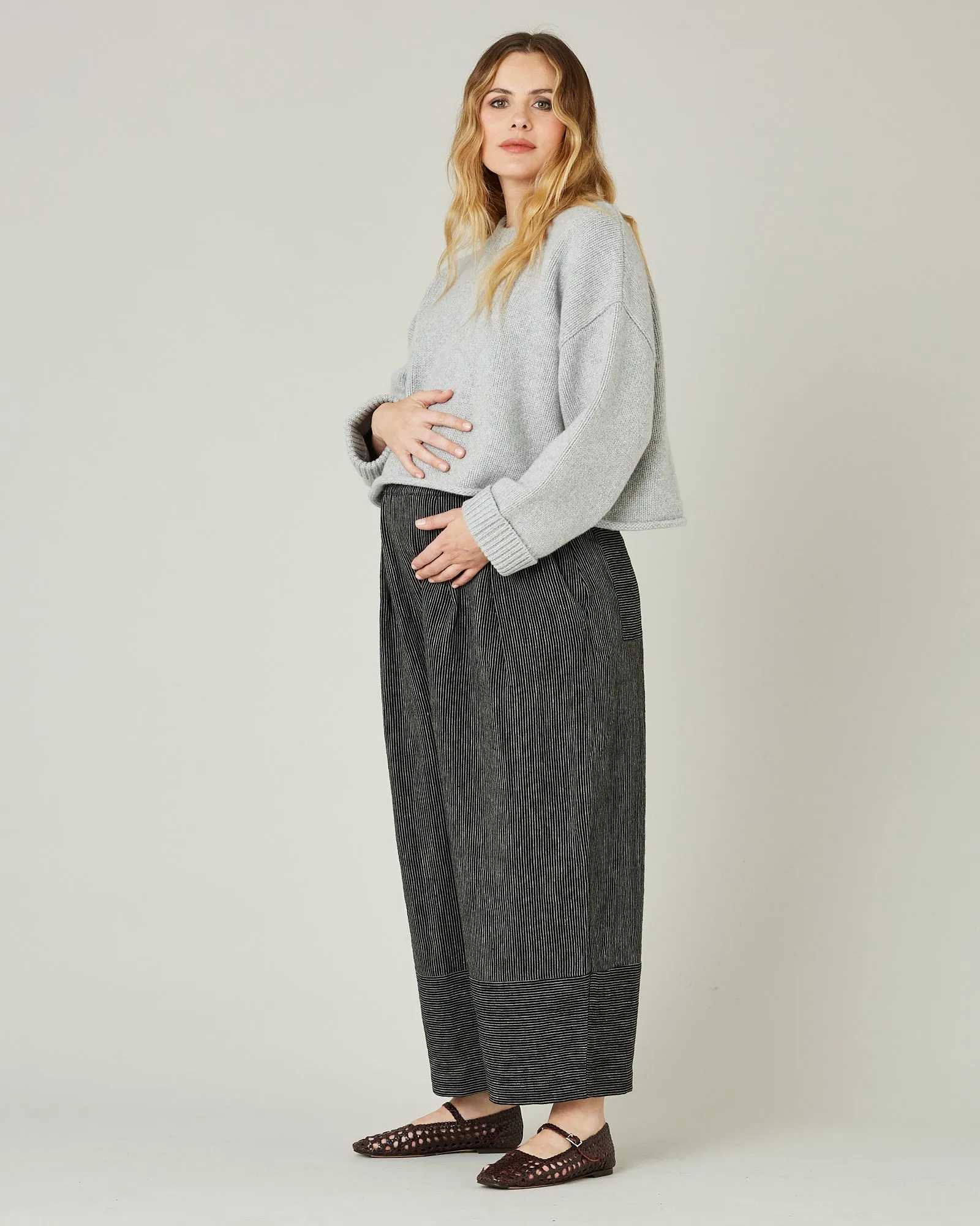 Bobbi Black & Ecru Pencil Stripe Linen Trousers