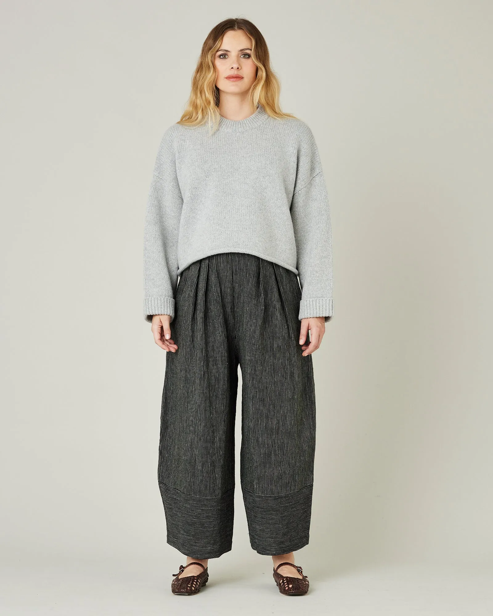 Bobbi Black & Ecru Pencil Stripe Linen Trousers