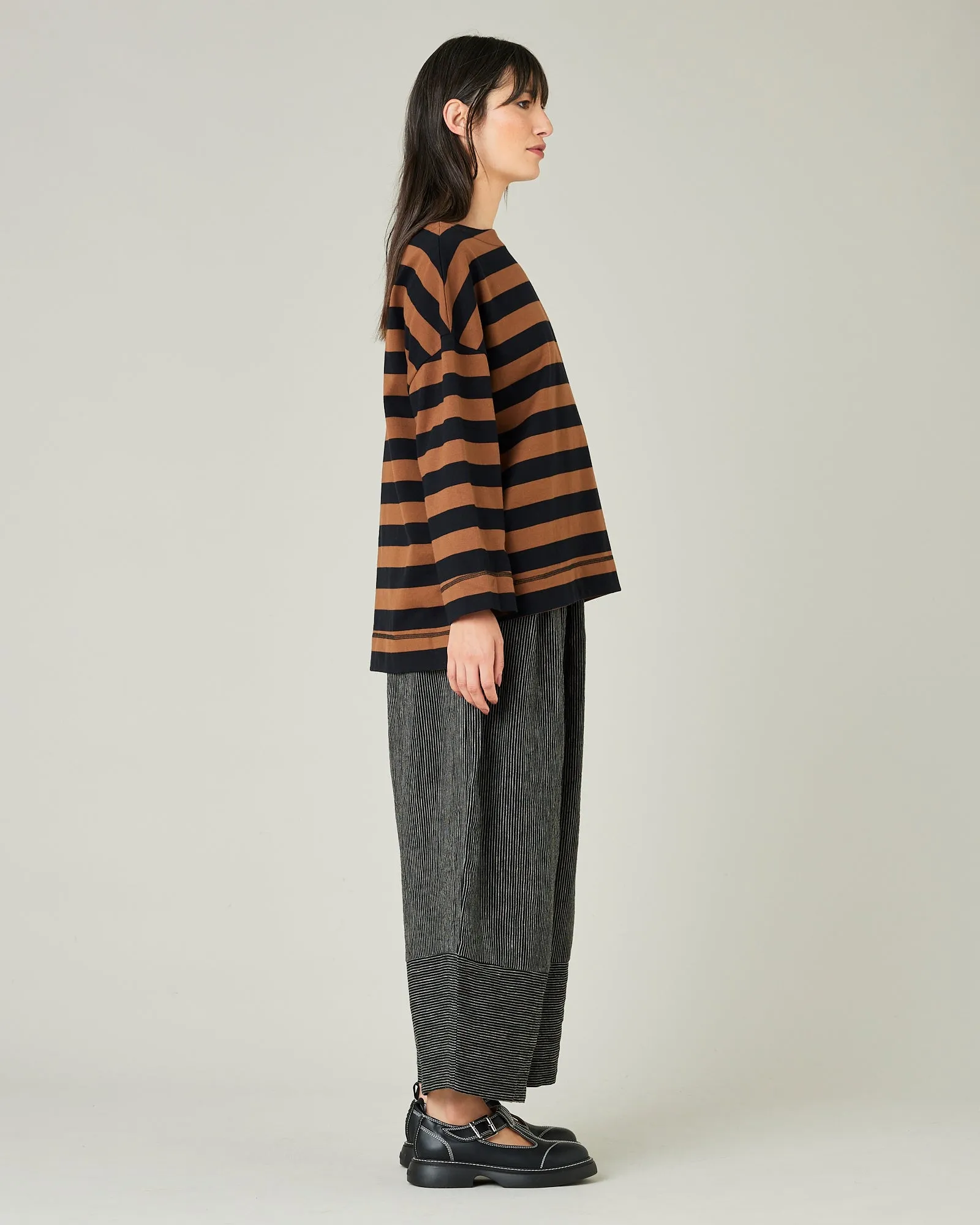 Bobbi Black & Ecru Pencil Stripe Linen Trousers
