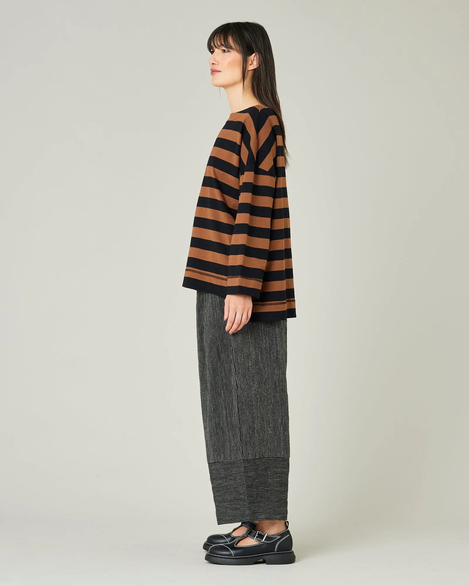 Bobbi Black & Ecru Pencil Stripe Linen Trousers