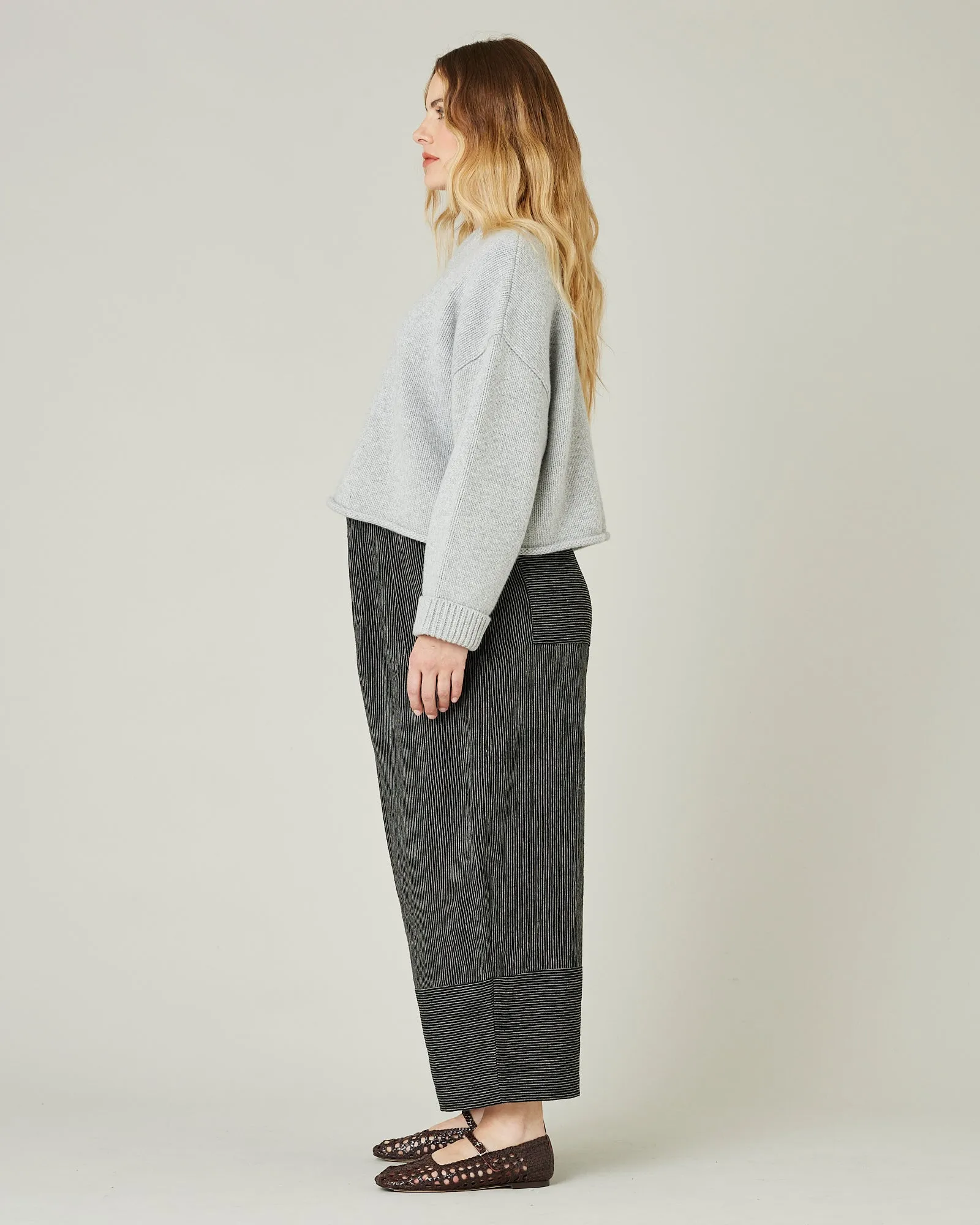Bobbi Black & Ecru Pencil Stripe Linen Trousers