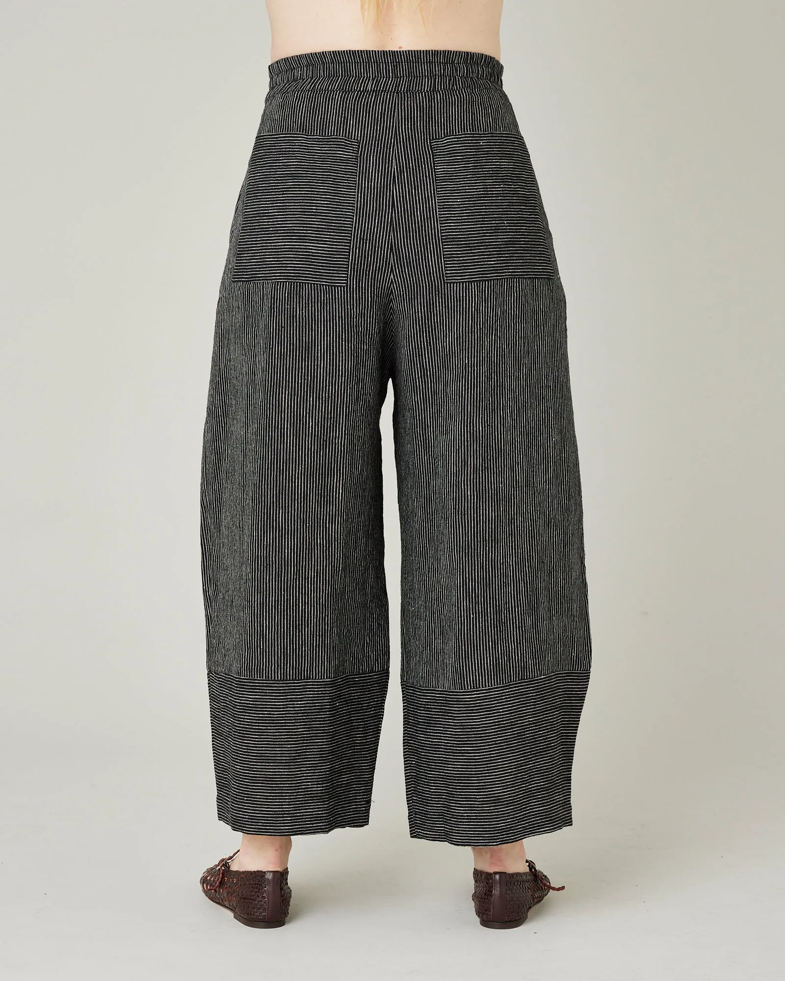 Bobbi Black & Ecru Pencil Stripe Linen Trousers