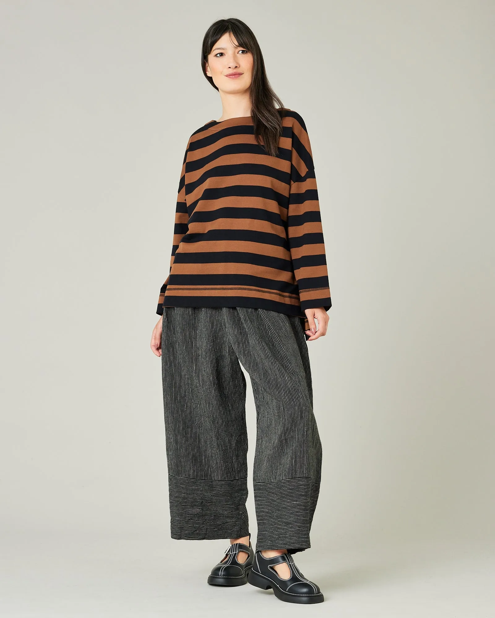 Bobbi Black & Ecru Pencil Stripe Linen Trousers