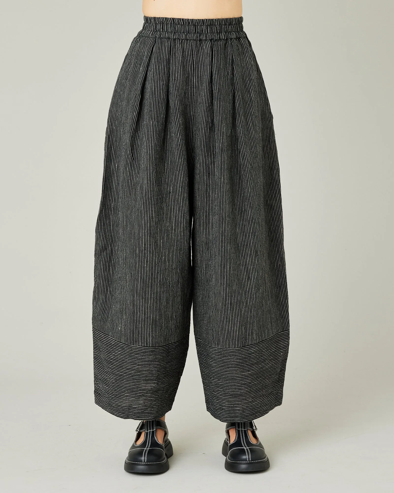 Bobbi Black & Ecru Pencil Stripe Linen Trousers