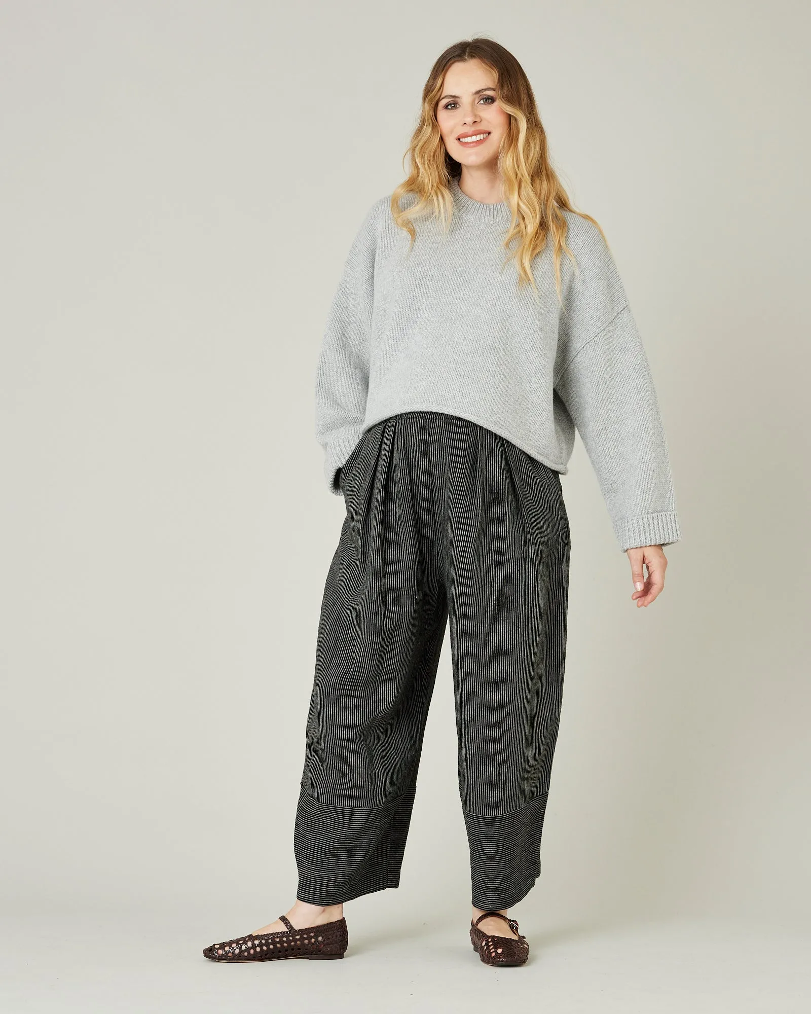 Bobbi Black & Ecru Pencil Stripe Linen Trousers