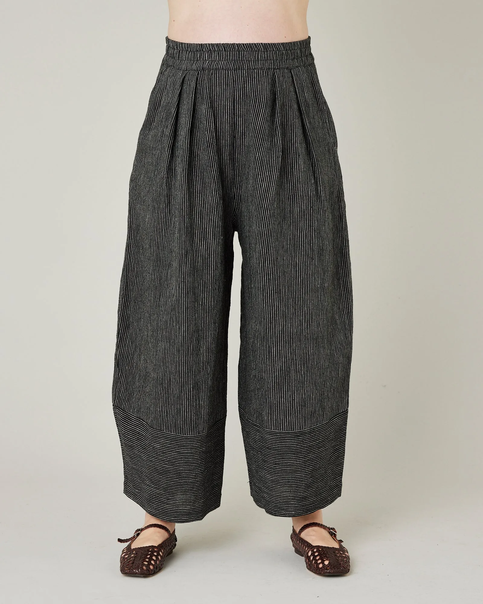 Bobbi Black & Ecru Pencil Stripe Linen Trousers