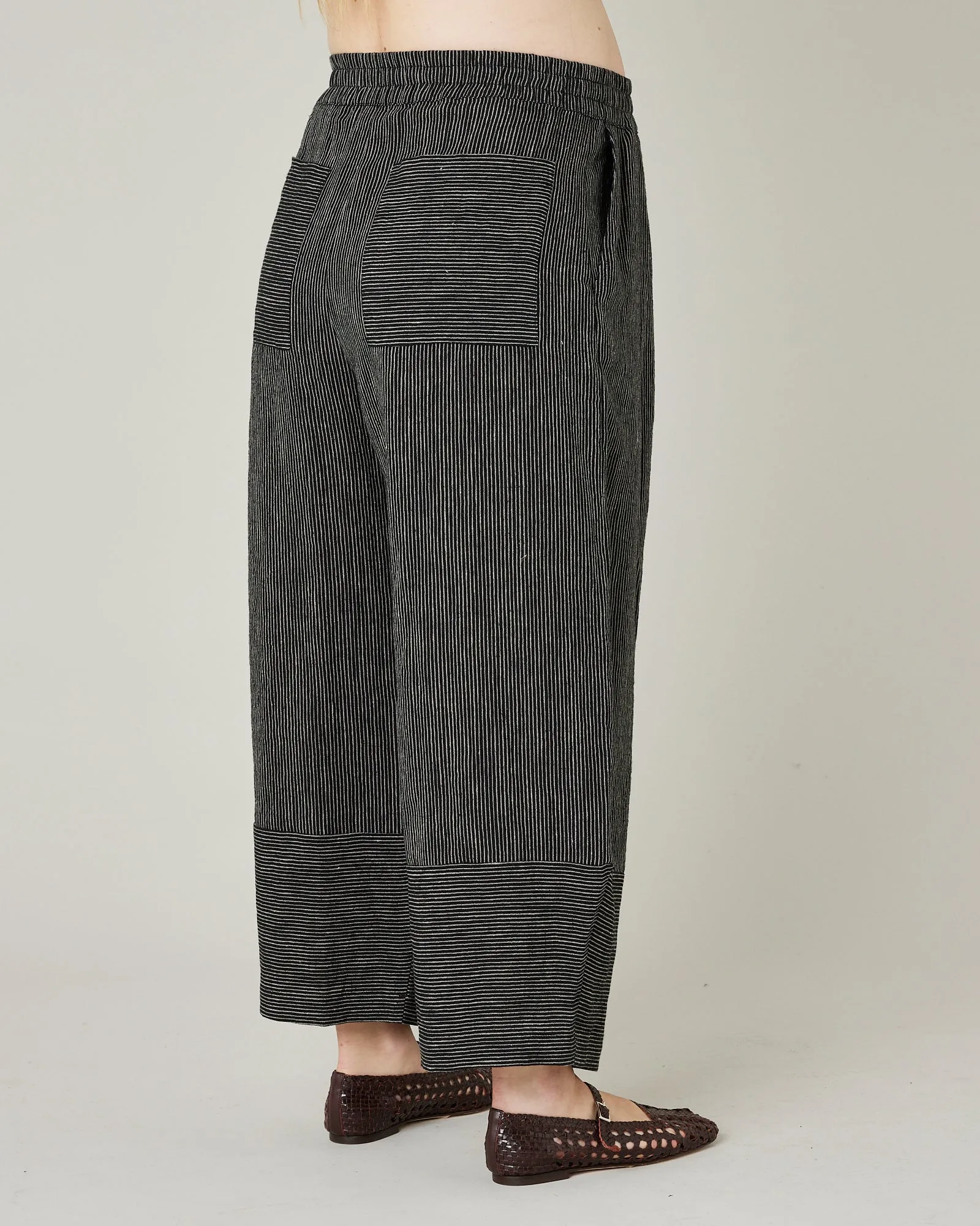 Bobbi Black & Ecru Pencil Stripe Linen Trousers